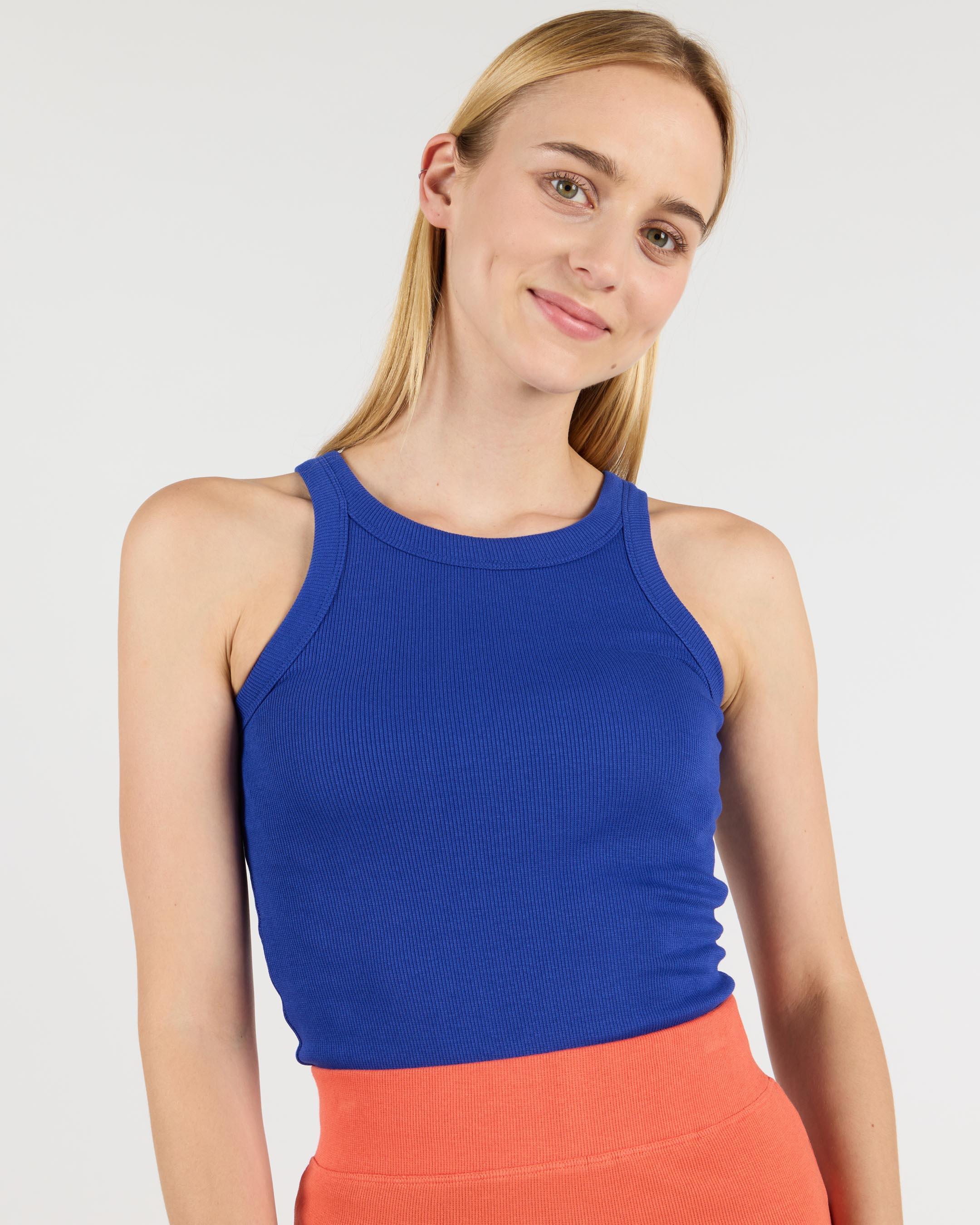 Wemoto Helene Blended Cotton Rib Top Fiesta Damen Tanktop Royal Blau